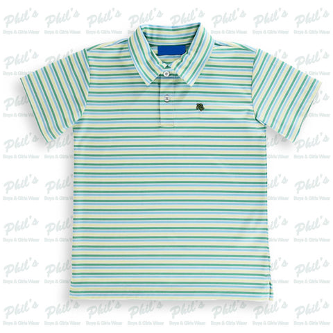 Green / Yellow / Blue Stripe Performance Polo