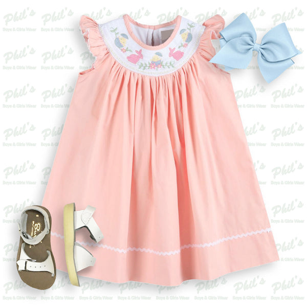 Bunny Smocked Coral Dress