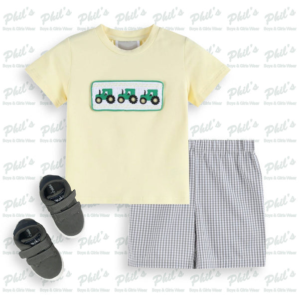 Tractor Smocked Short Set