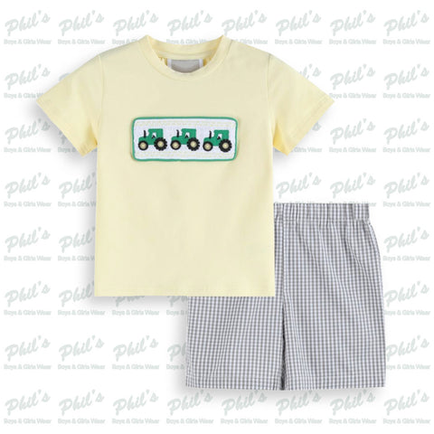 Tractor Smocked Short Set