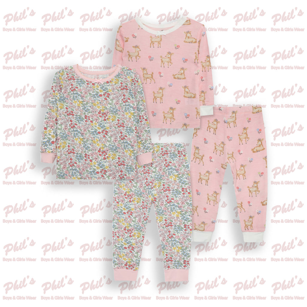 Pink Floral and Deer Bamboo Pajama Set