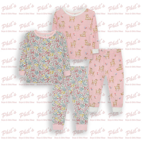 Pink Floral and Deer Bamboo Pajama Set