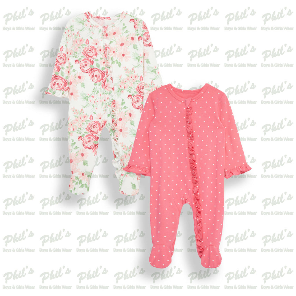 Floral and Pink Polkadot Bamboo Footie Set