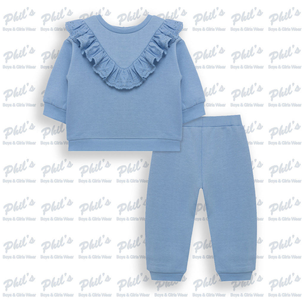 Blue Eyelet Ruffle Jogger Set