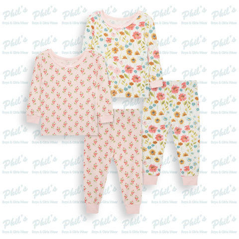 Pink Floral & Colorful Floral Bamboo Pajama Set