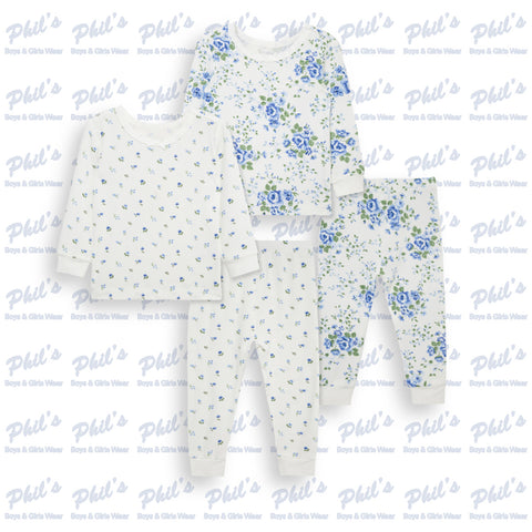 Blue Rosebuds & Blue Roses Bamboo Pajama Set