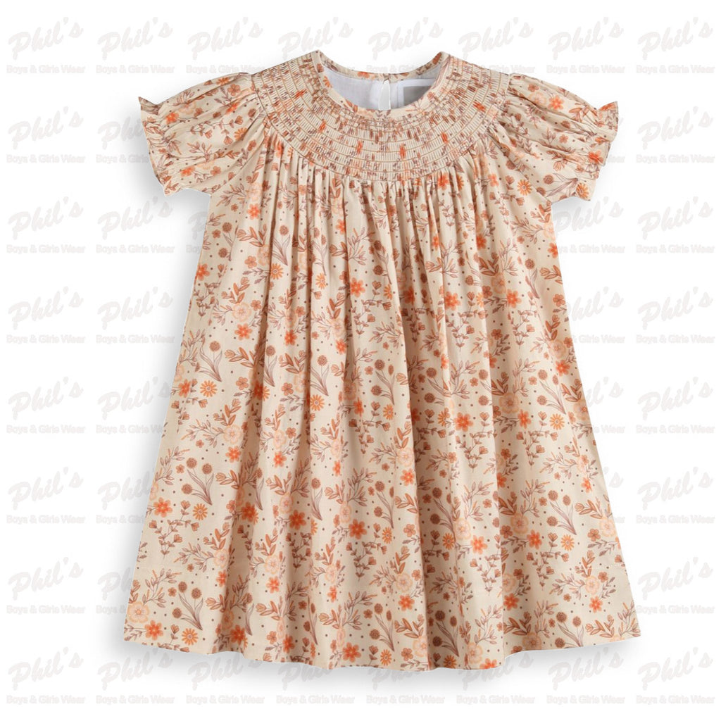 Girls' Fall Floral Smocked Dress