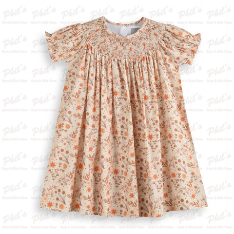 Girls' Fall Floral Smocked Dress
