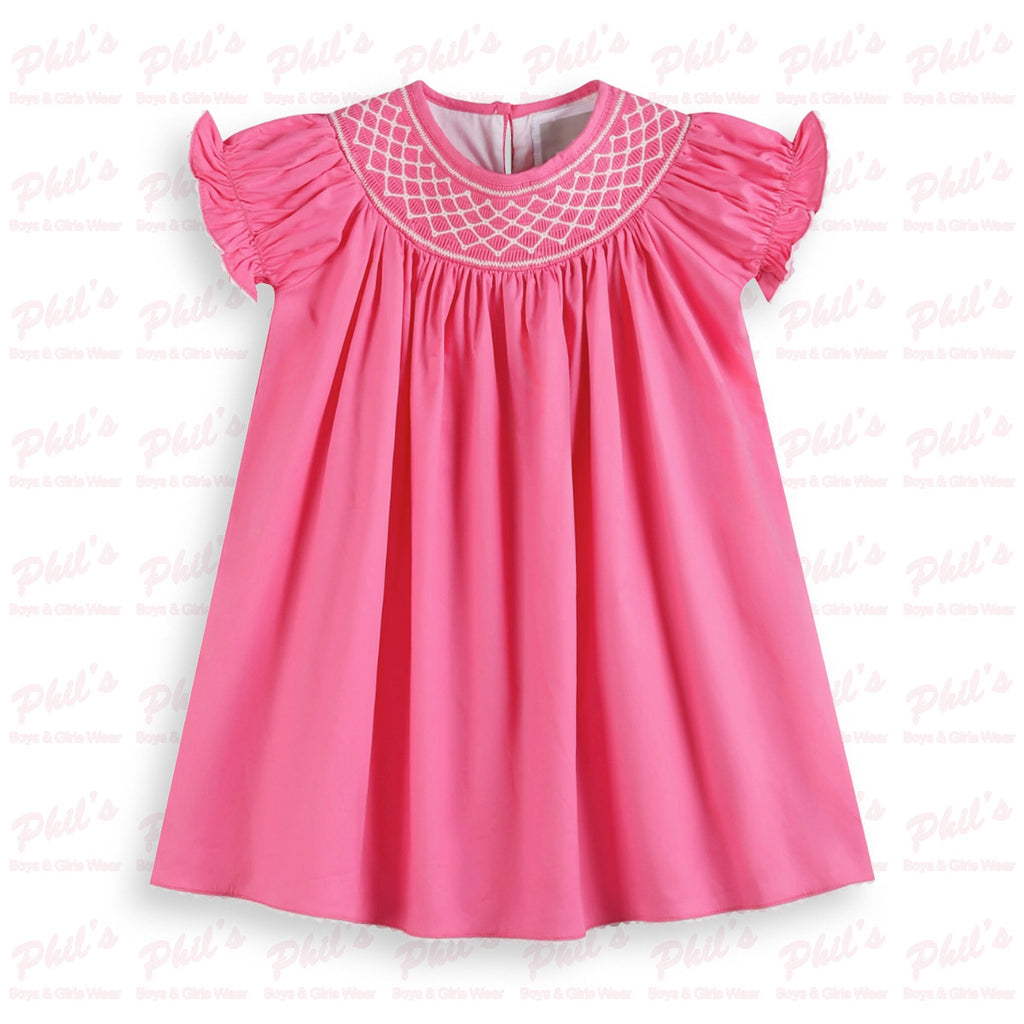 Girls' Hot Pink Smocked Dress