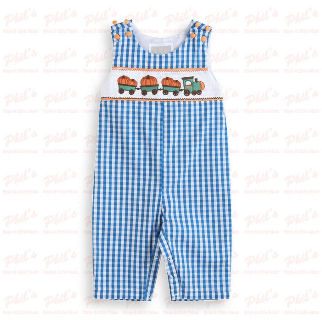 Baby Boys' Blue Gingham Pumpkin Harvest Jon Jon