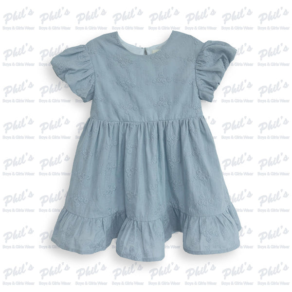 Chambray Floral Embroidery Dress