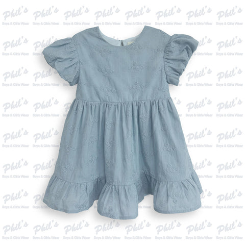 Chambray Floral Embroidery Dress