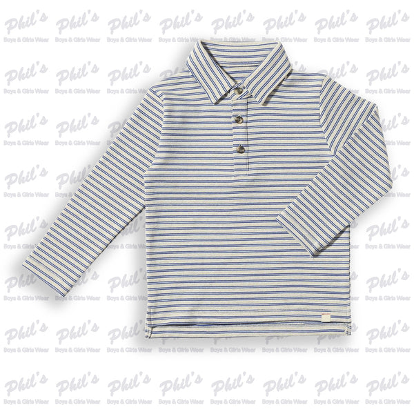 Royal Blue Stripe Grey Polo