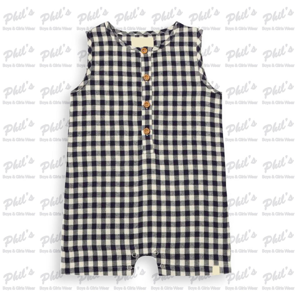 Navy Gingham Linen Shortall