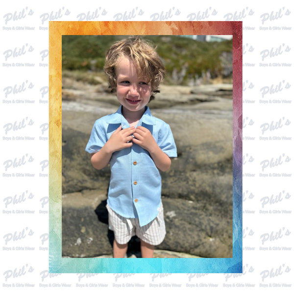Sky Blue Linen Button Down Dress Shirt