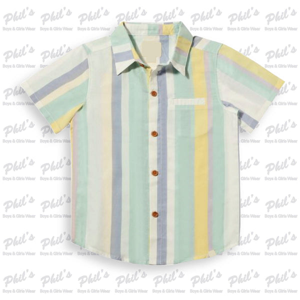 Thick Multi-Colored Stripe Button Down Shirt