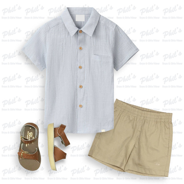 Slate Grey Linen Button Down Dress Shirt