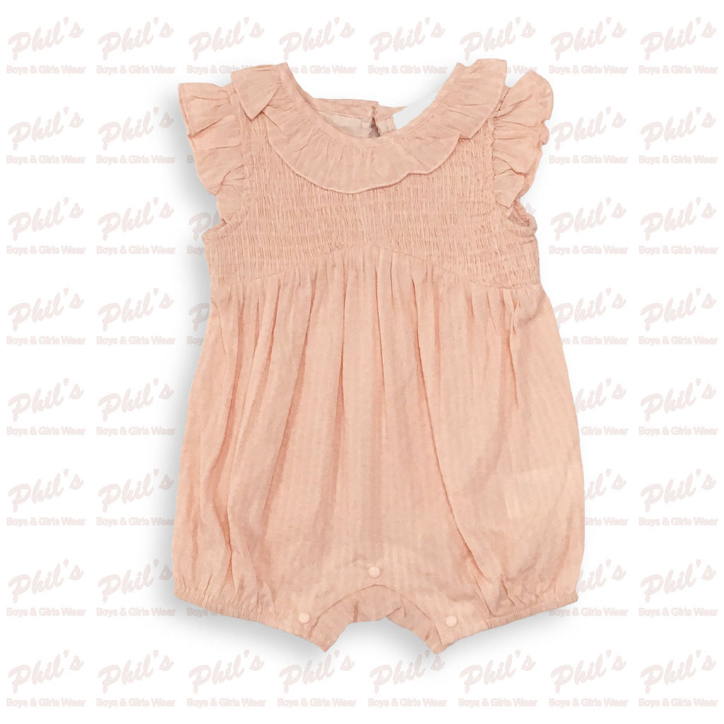 Coral Smocked Romper