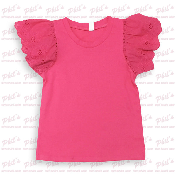 Hot Pink Eyelet Ruffle Top