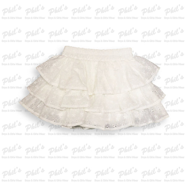 White Eyelet Ruffle Skort