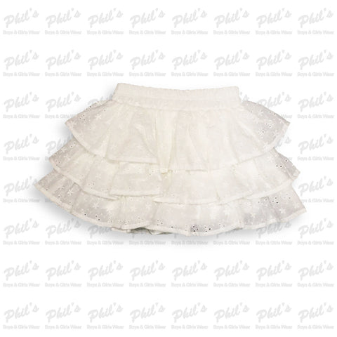 White Eyelet Ruffle Skort