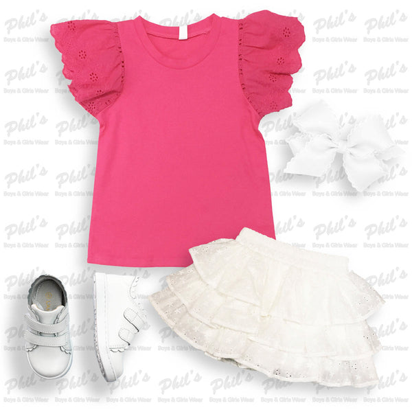 White Eyelet Ruffle Skort