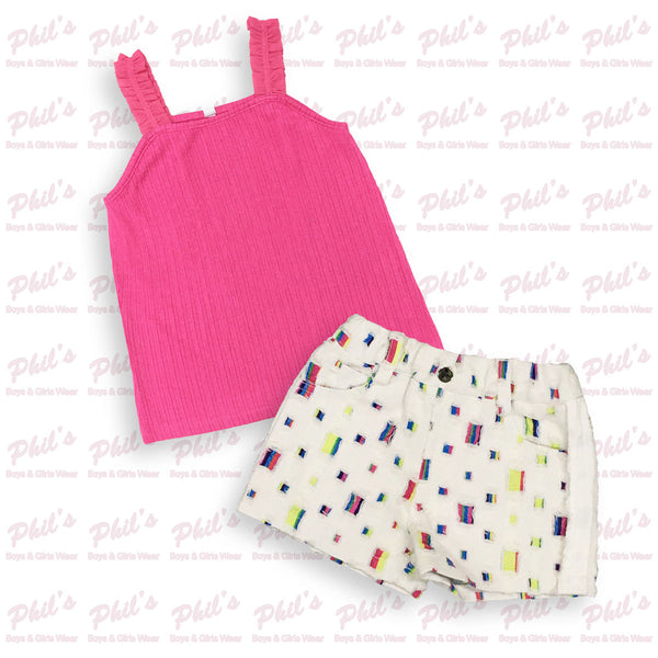 White Denim Elastic Waist Patchwork Shorts