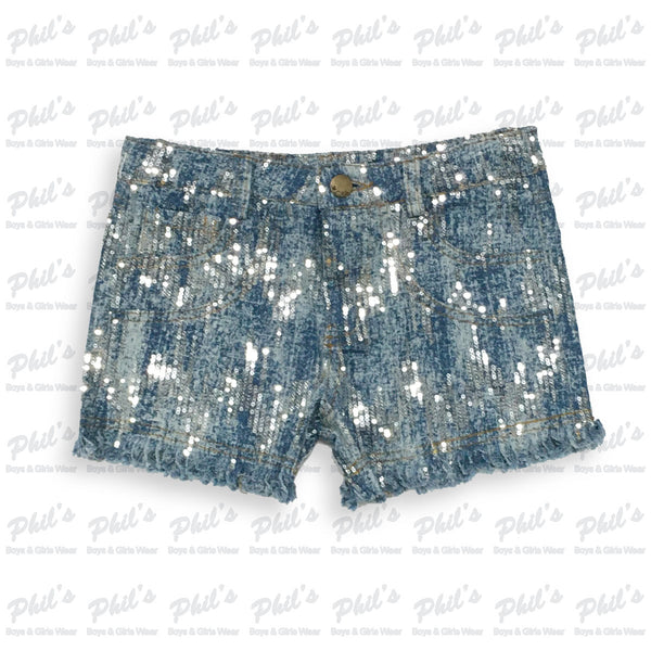 Sequin Denim Shorts