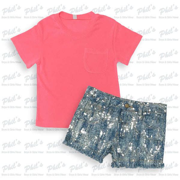 Sequin Denim Shorts