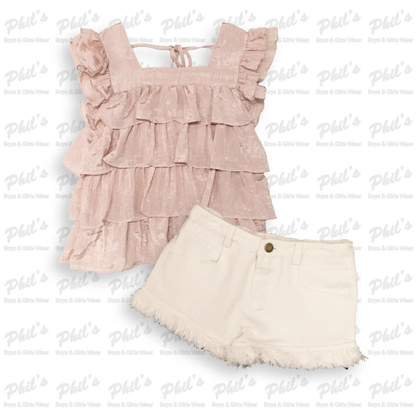 White Frayed Denim Shorts