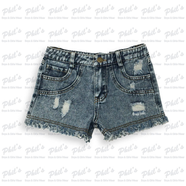 Dark Wash Distressed Denim Shorts