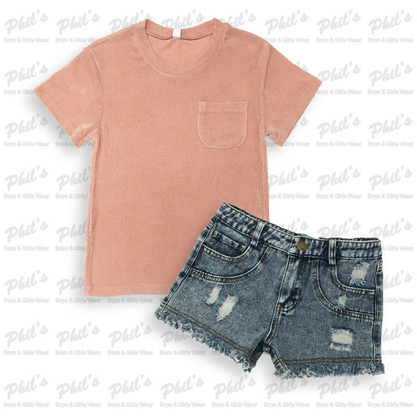 Dark Wash Distressed Denim Shorts