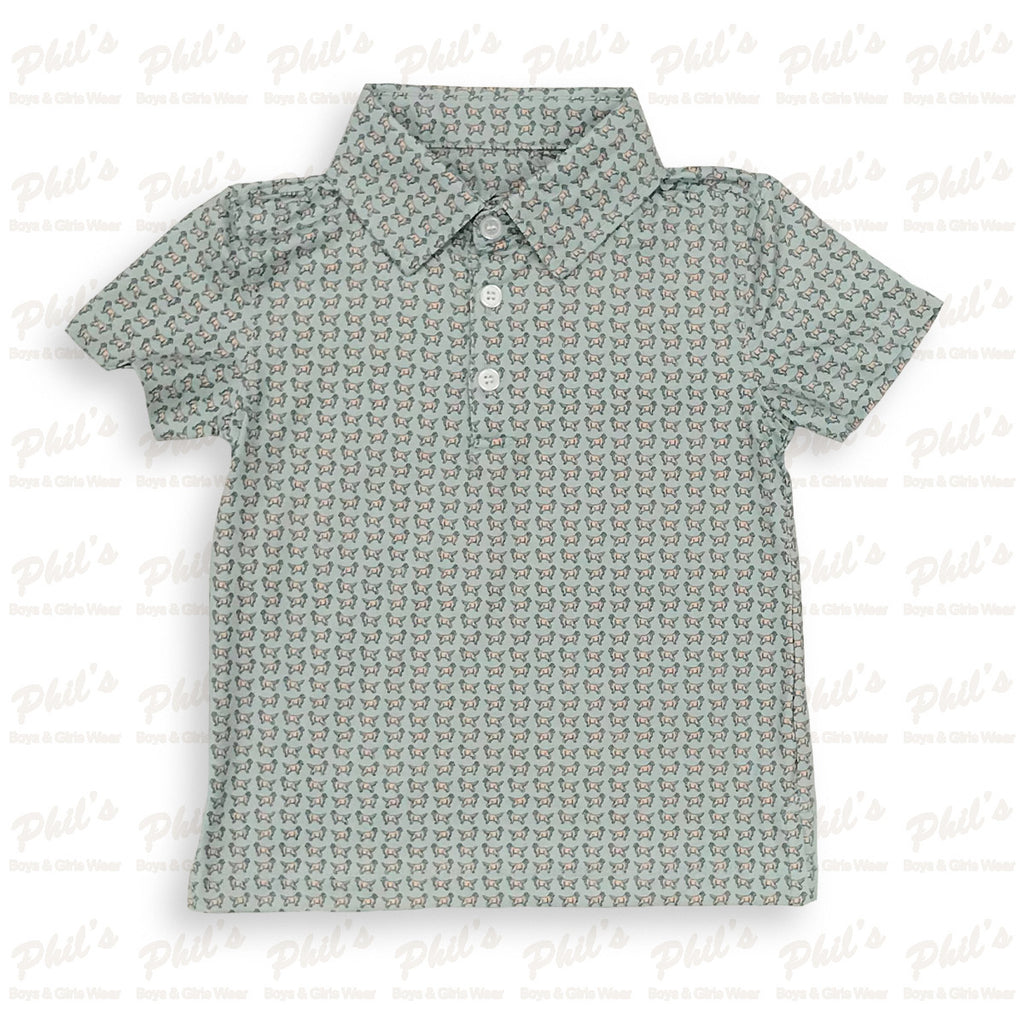 Boys' Microprint Puppy Polo Shirt