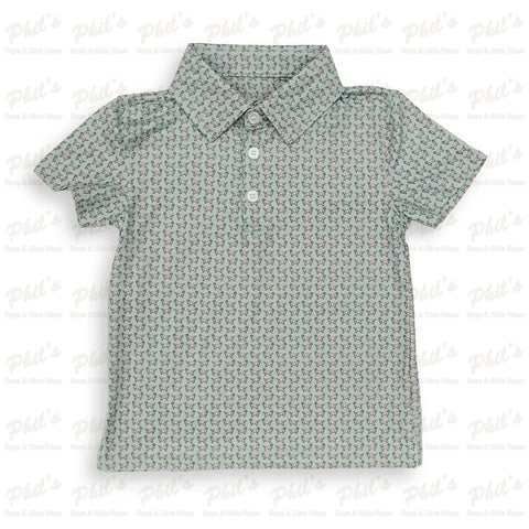 Boys' Microprint Puppy Polo Shirt