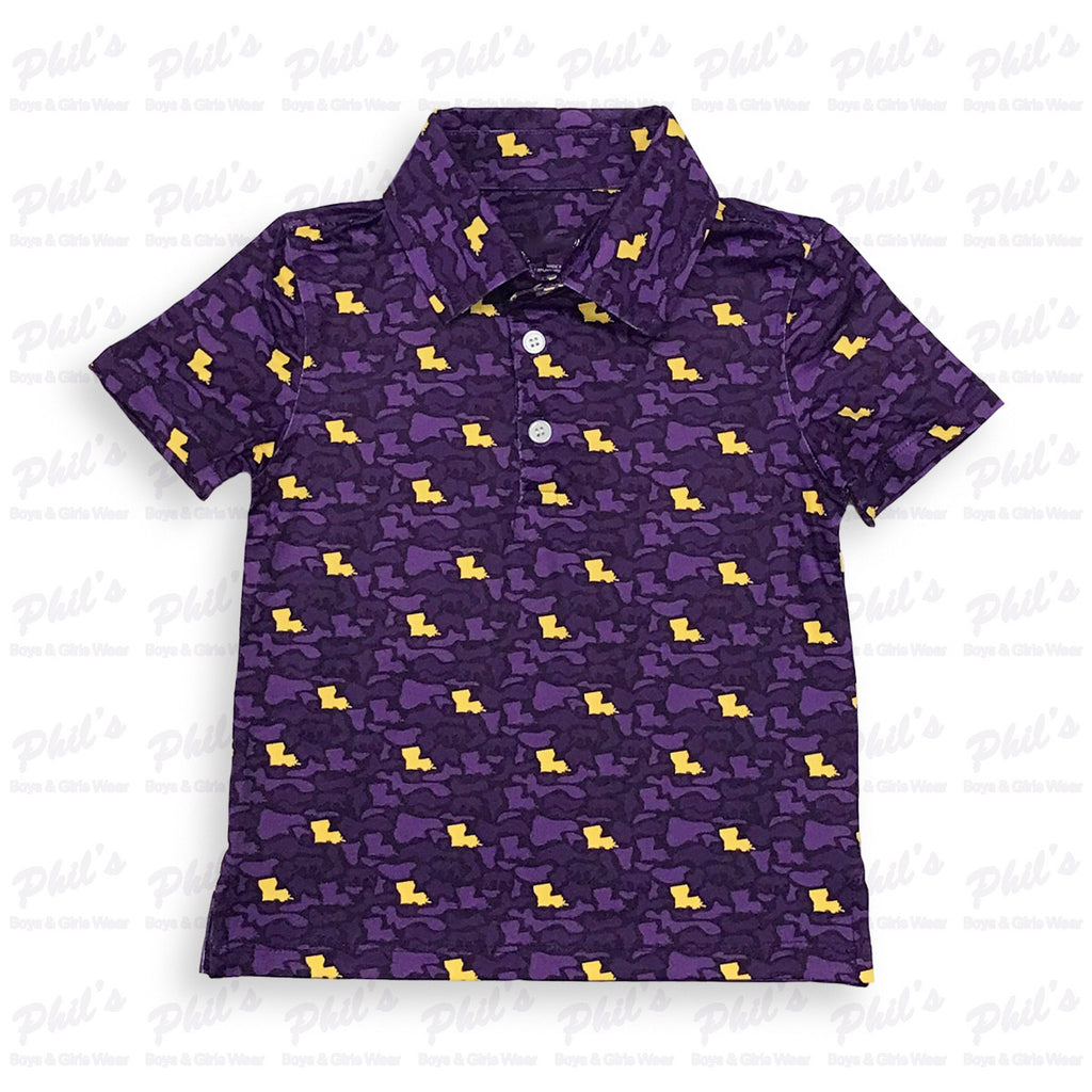 Boys' Purple and Gold Louisiana Polo Shirt