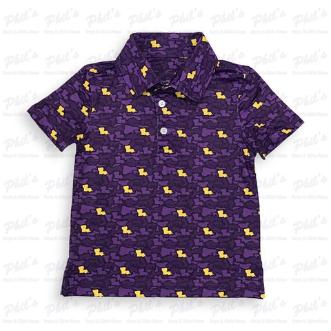 Boys' Purple and Gold Louisiana Polo Shirt