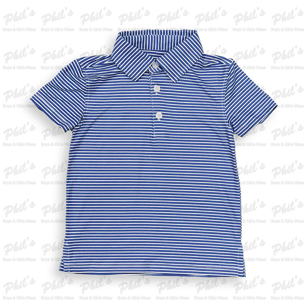 Boys' Blue and White Stripe Polo Shirt