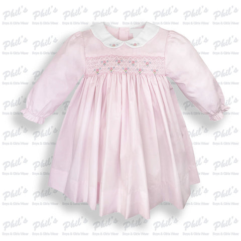 Baby Girls' Pink Smock Dress with White Collar