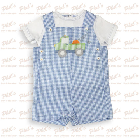Tow Truck Appliqué Shortall Set