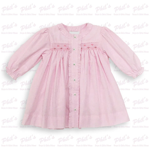 Baby Girls' Pink Gingham Smock Dress with Front Ruffle