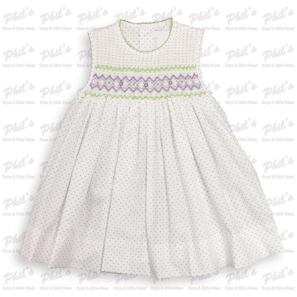 Lavender Pin Dot Smock Dress