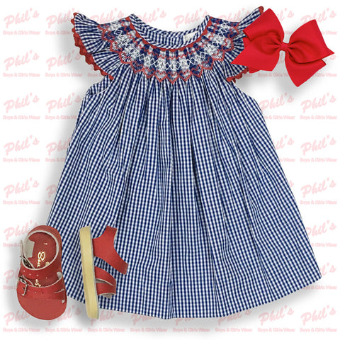 Red / White Smocked Gingham Dress