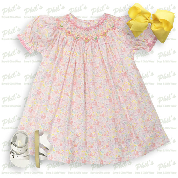 Pink Floral Smock Dress