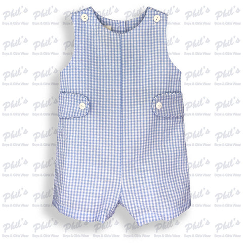 Blue Gingham Shortall w/ Side Tabs