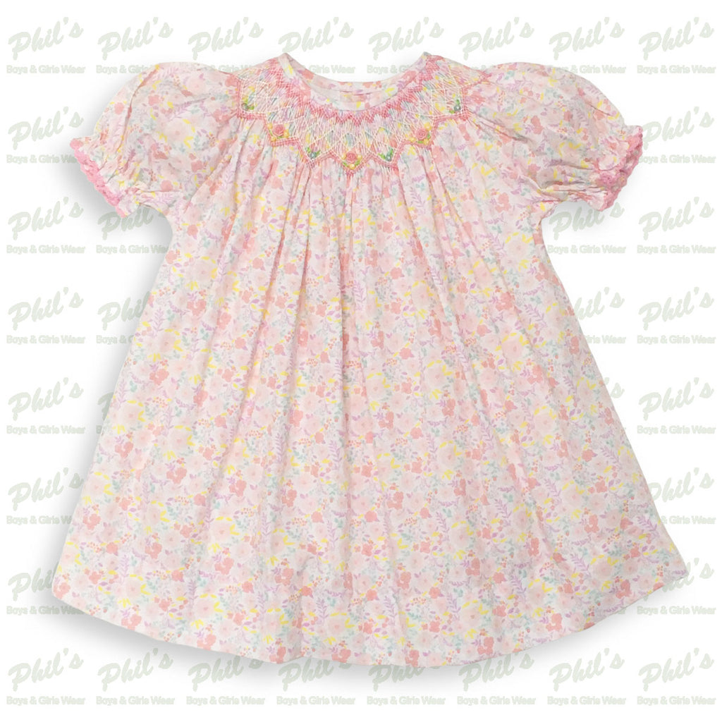 Pink Floral Smock Dress