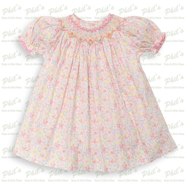 Pink Floral Smock Dress