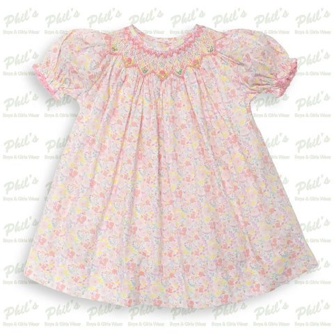 Pink Floral Smock Dress