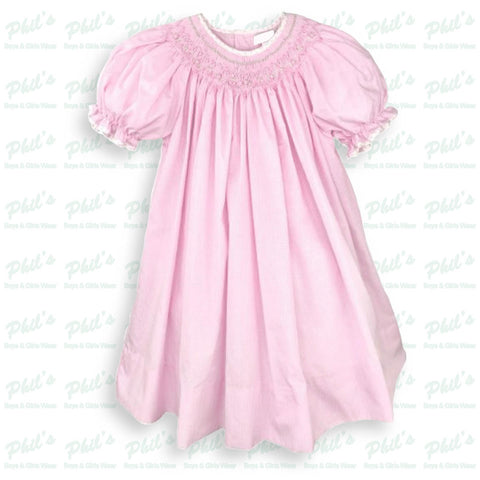 Pink Gingham Floral Smock Dress