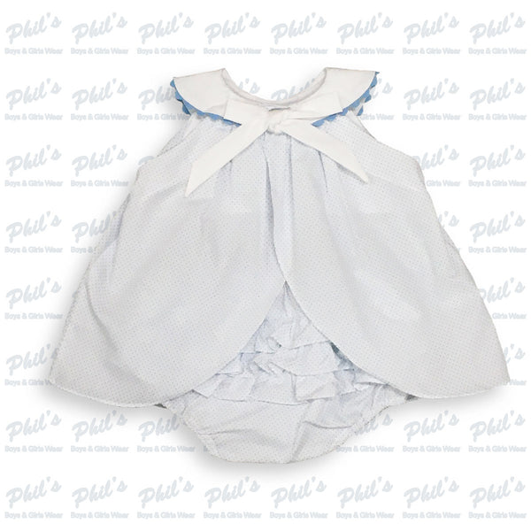Blue Pin Dot Ruffle Bloomer Set