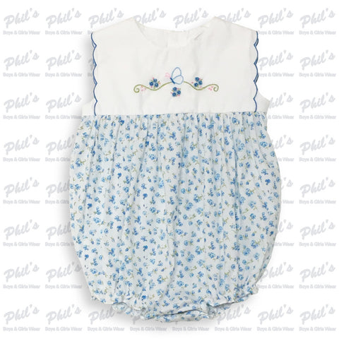 Blue Rosebud w/ Butterfly Embroidery Bubble